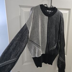 DKNY Womens Crewneck Black Ribbed Sweater Size Medium